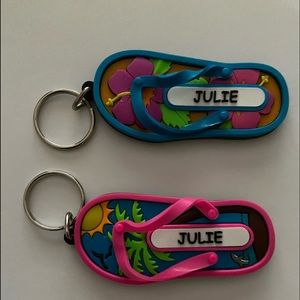 Personalized flip flop key rings.  Brand new!  Never used.  You get two (2).
